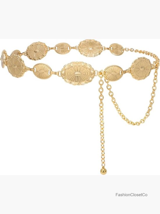 Accessories - Western Concho Chain Belt Metal Boho Waist Link Country Concert Outfit